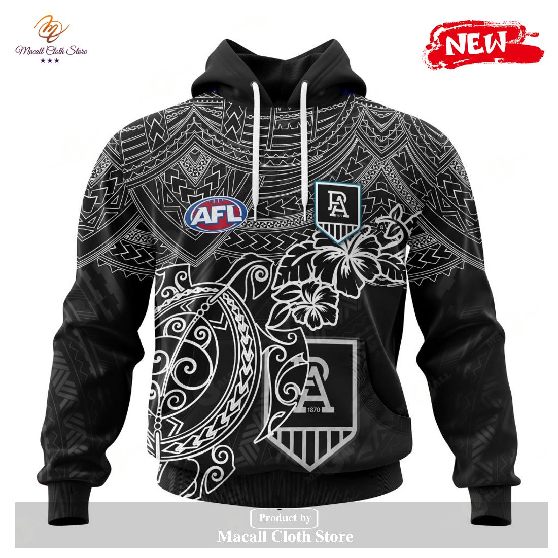 [NEW] Personalized AFL Port Adelaide Football Club Polynesian Concept Kits Design Hoodie Sweatshirt 3D
