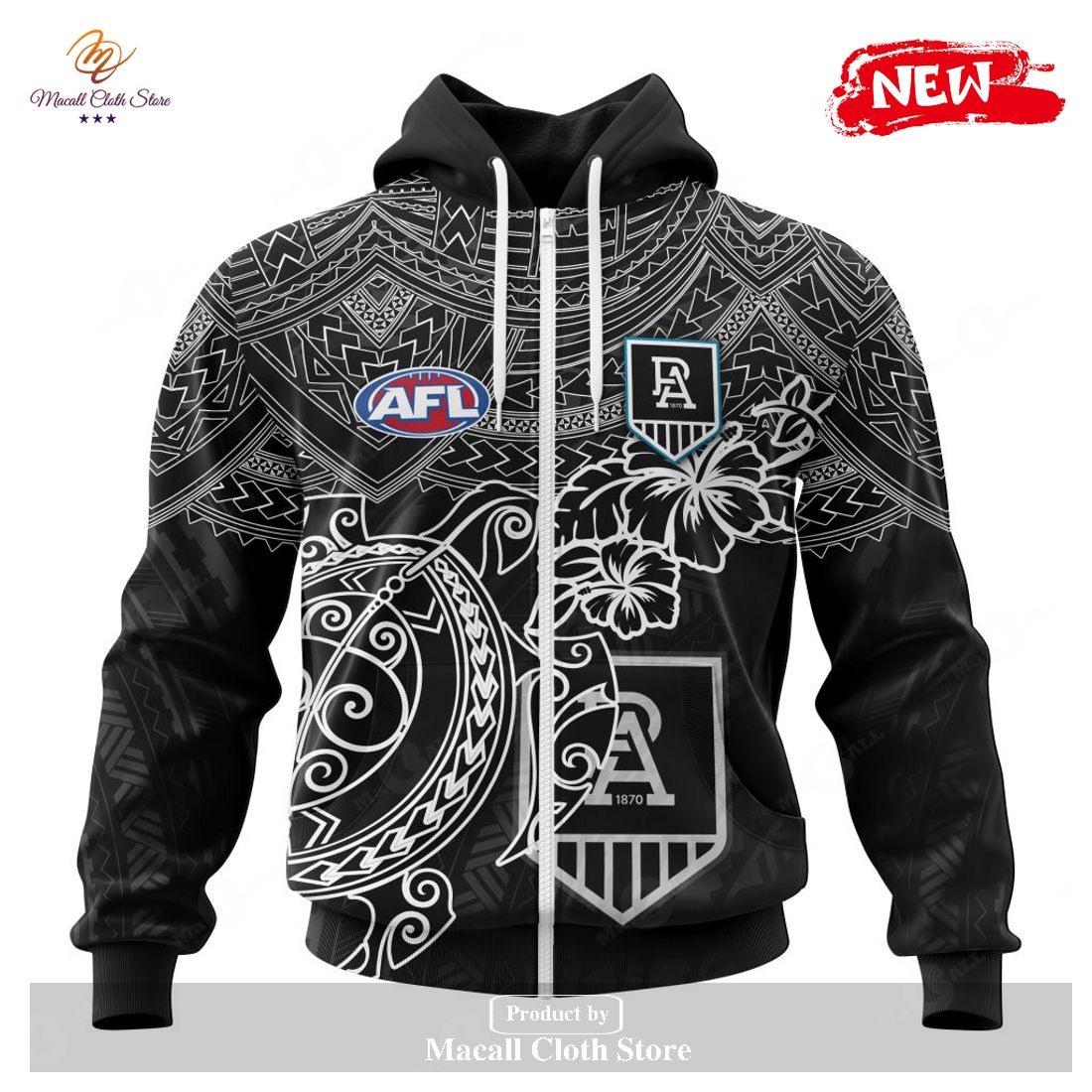 [NEW] Personalized AFL Port Adelaide Football Club Polynesian Concept Kits Design Hoodie Sweatshirt 3D
