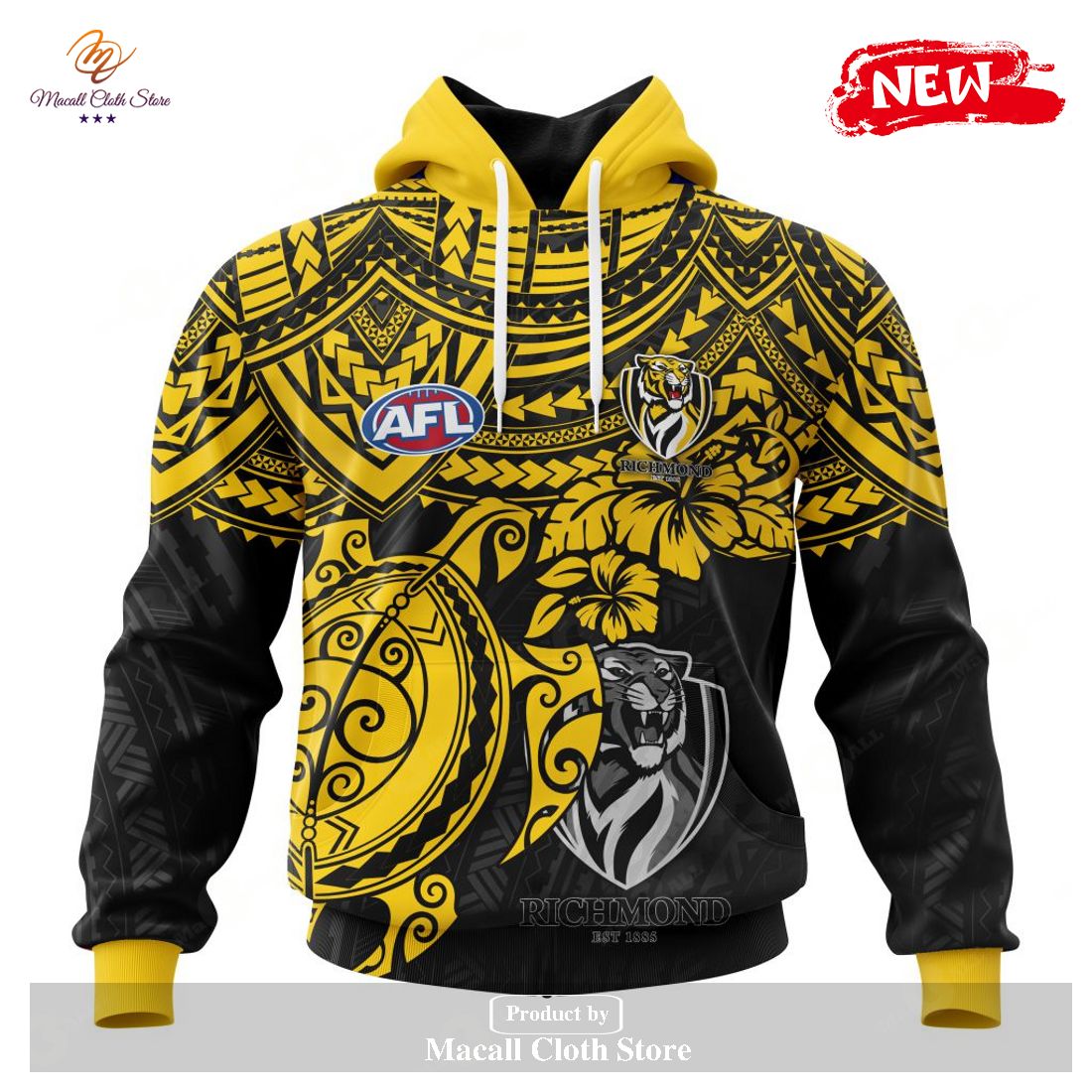 [NEW] Personalized AFL Richmond Tigers Polynesian Concept Kits Design Hoodie Sweatshirt 3D