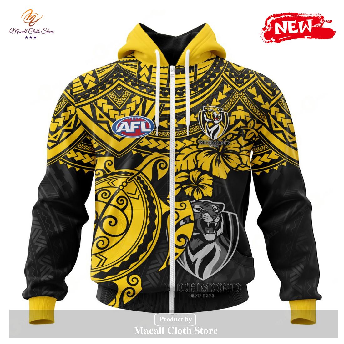 [NEW] Personalized AFL Richmond Tigers Polynesian Concept Kits Design Hoodie Sweatshirt 3D