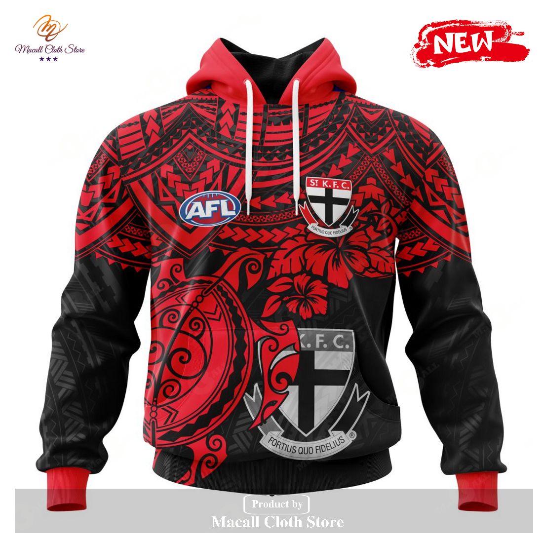 [NEW] Personalized AFL St Kilda Football Club Polynesian Concept Kits Design Hoodie Sweatshirt 3D