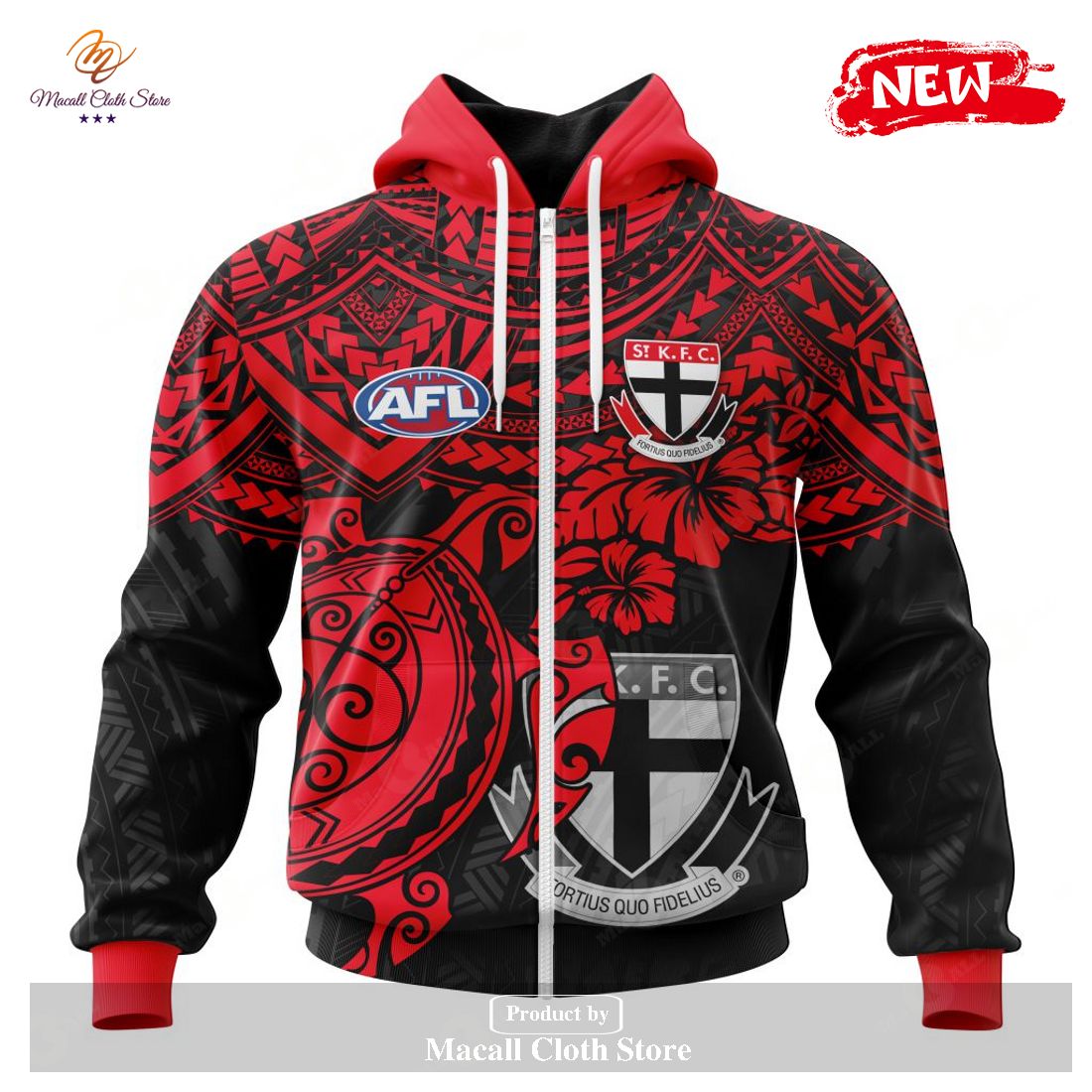 [NEW] Personalized AFL St Kilda Football Club Polynesian Concept Kits Design Hoodie Sweatshirt 3D