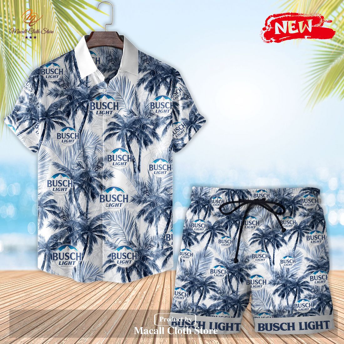 [NEW] Busch Light Tropical Coconut Tree Luxury Design Hawaiian Shirt and Short