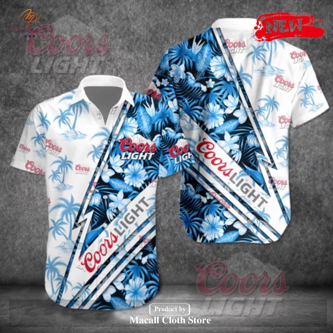 [NEW] Coors Light Tropical Coconut Tree Blue Design Hawaiian Shirt and Short