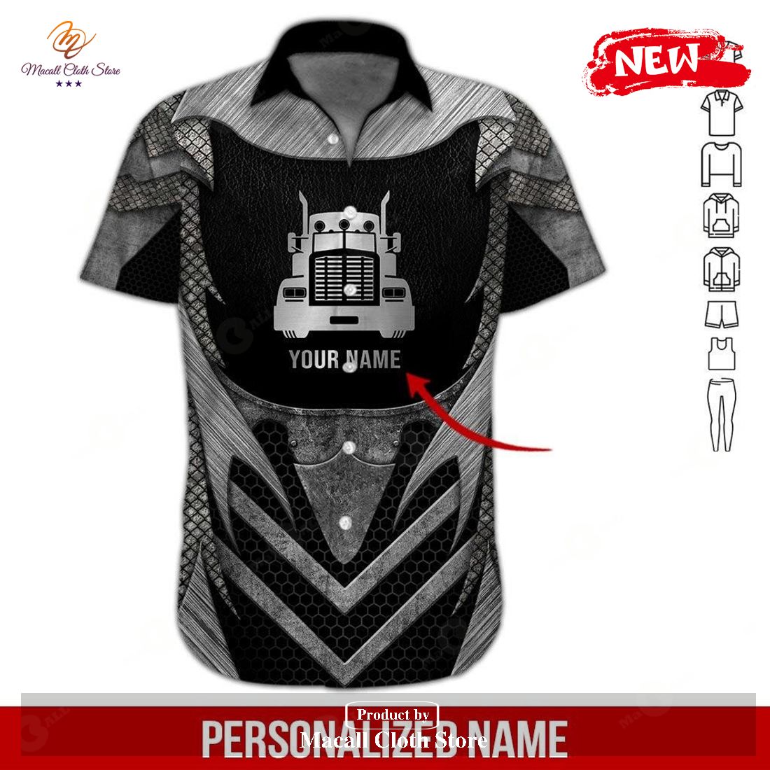 [NEW] Personalized Name Black Proud Trucker Design For Summer Hawaiian Shirt and Short