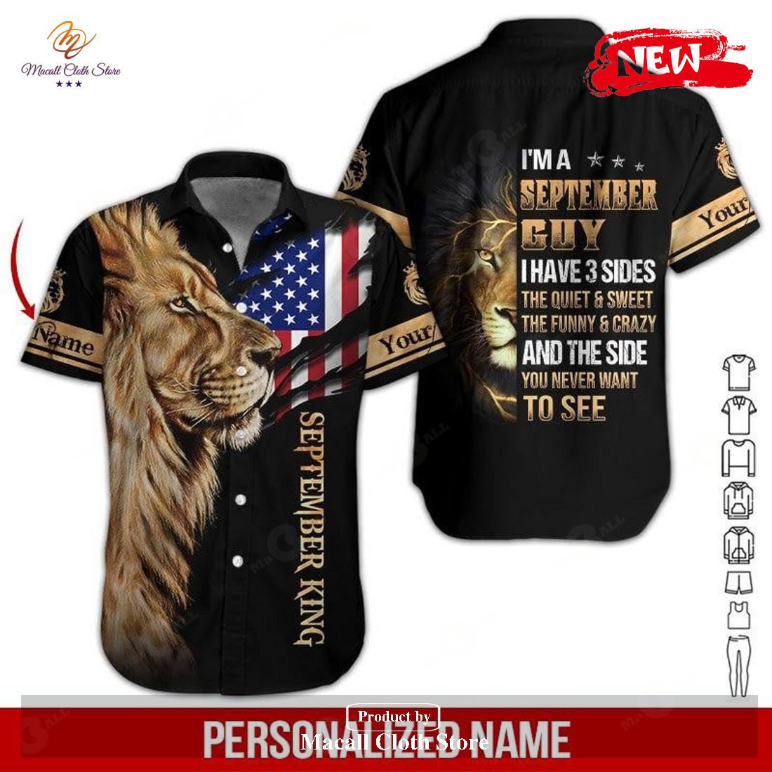 [NEW] Personalized Name Black September King Design For Summer Hawaiian Shirt and Short