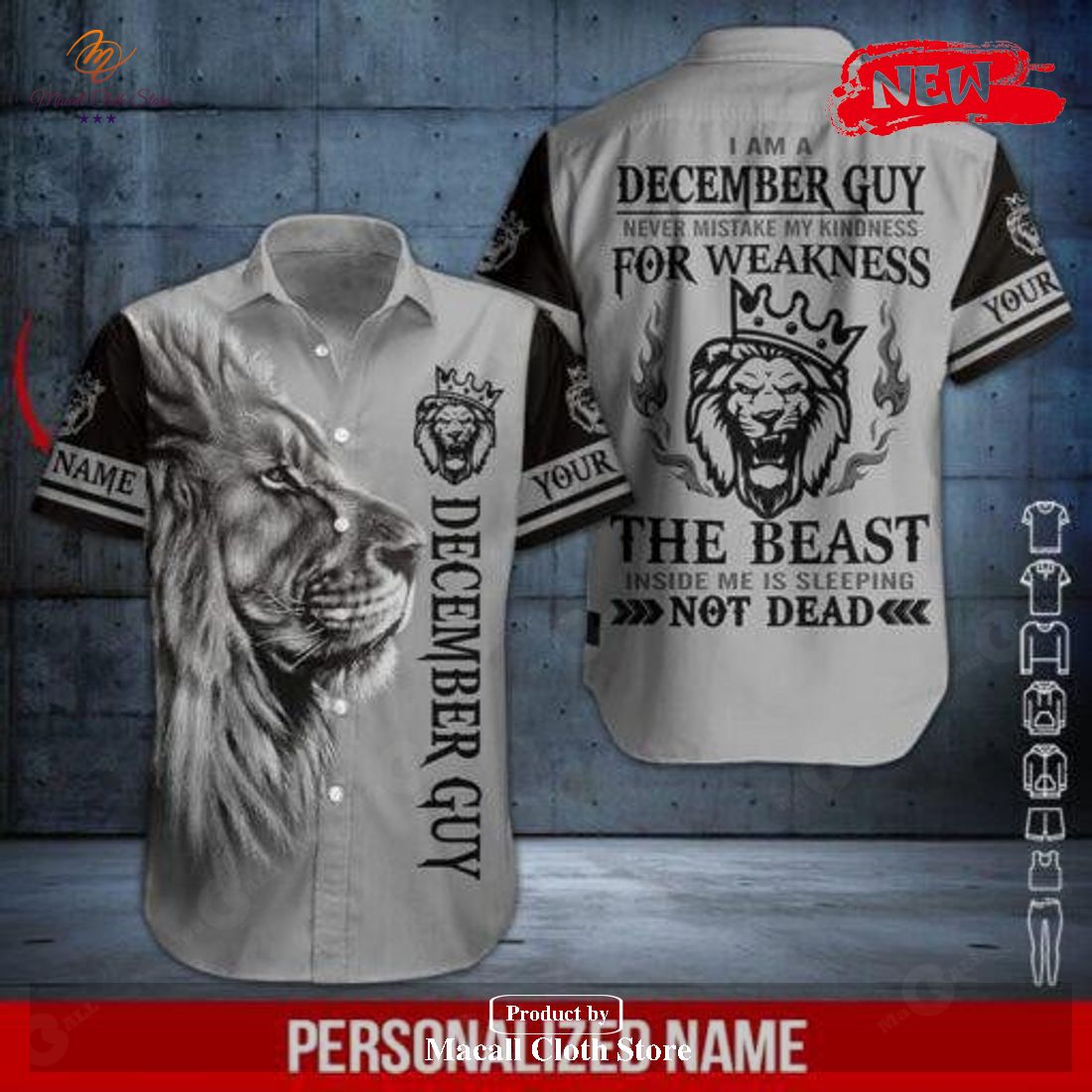 [NEW] Personalized Name Lion December Guy The Beast Not Dead For Summer Hawaiian Shirt and Short