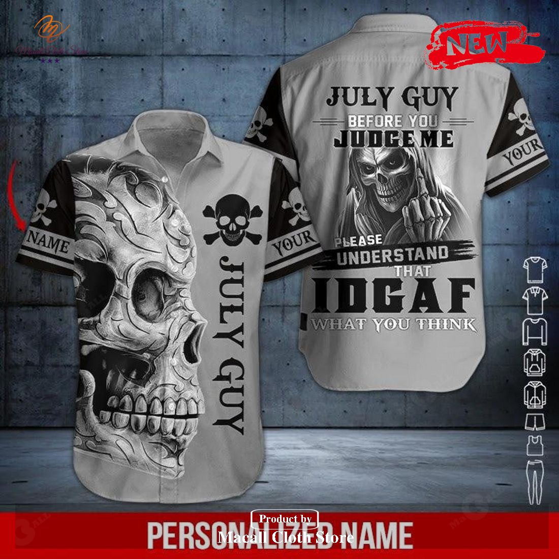 [NEW] Personalized Name Skull July Guy Scary Design For Enjoy Summer Hawaiian Shirt and Short