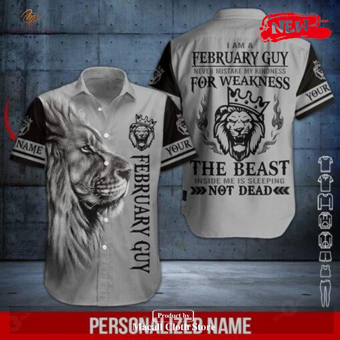 [NEW] Personalized Name Lion February Guy Design Hot Summer Hawaiian Shirt and Short