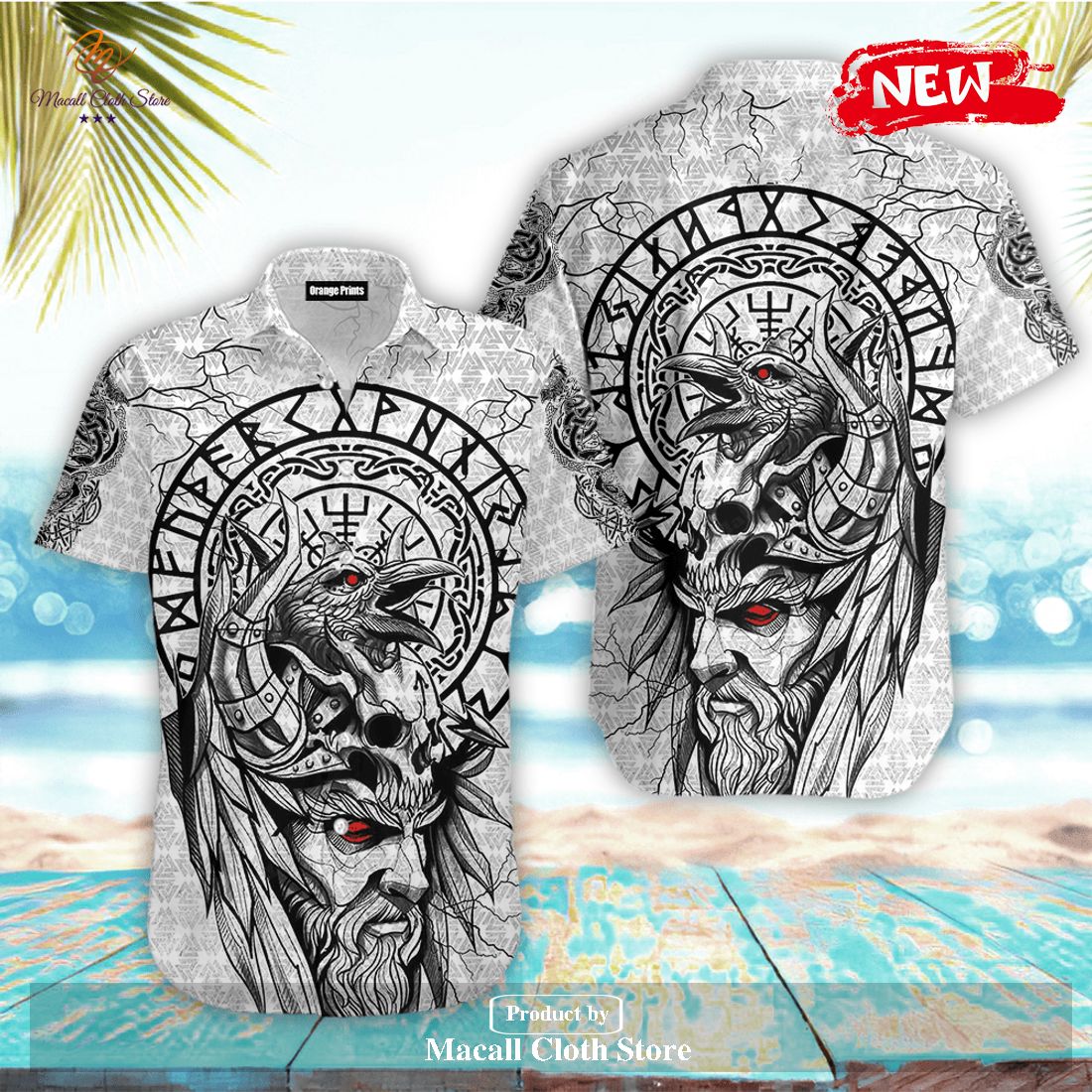 [NEW] Viking Odin Tattoo Style Hawaiian Shirt and Short