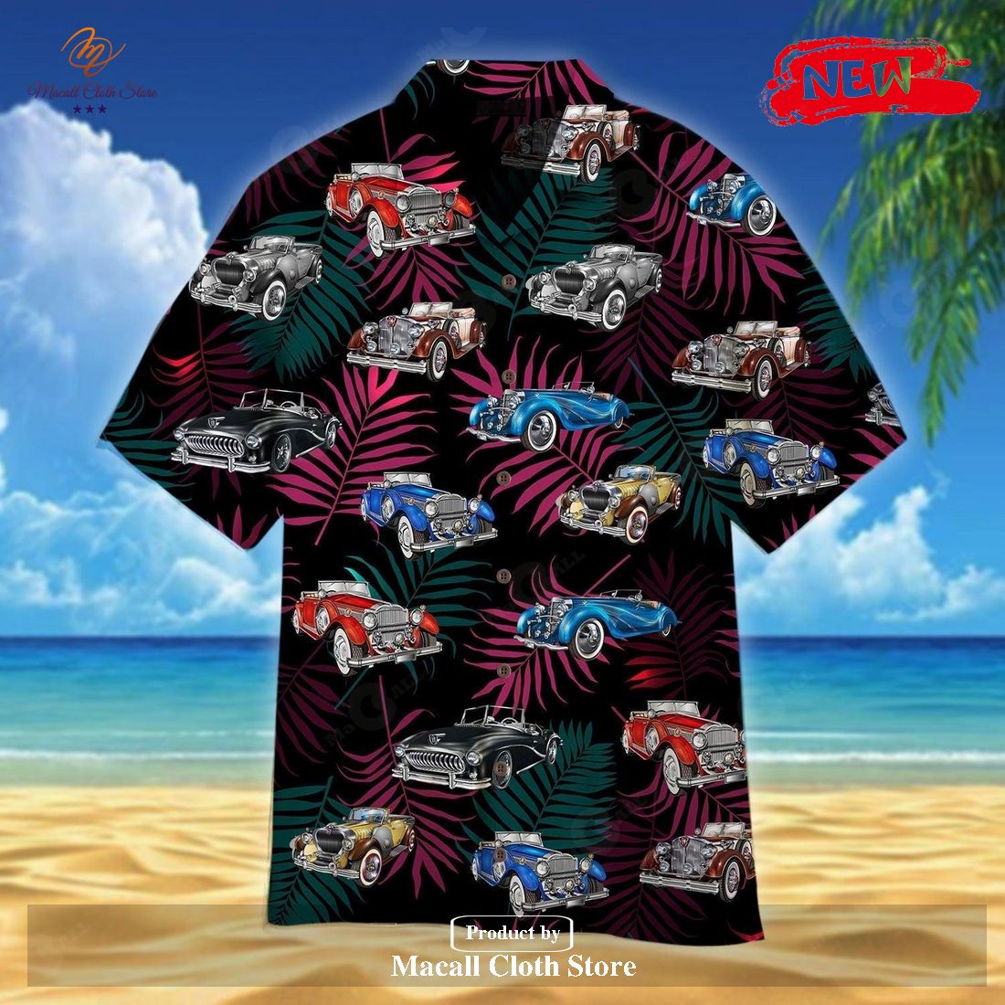 [NEW] Vintage Cars Black Design For Summer Hawaiian Shirt and Short
