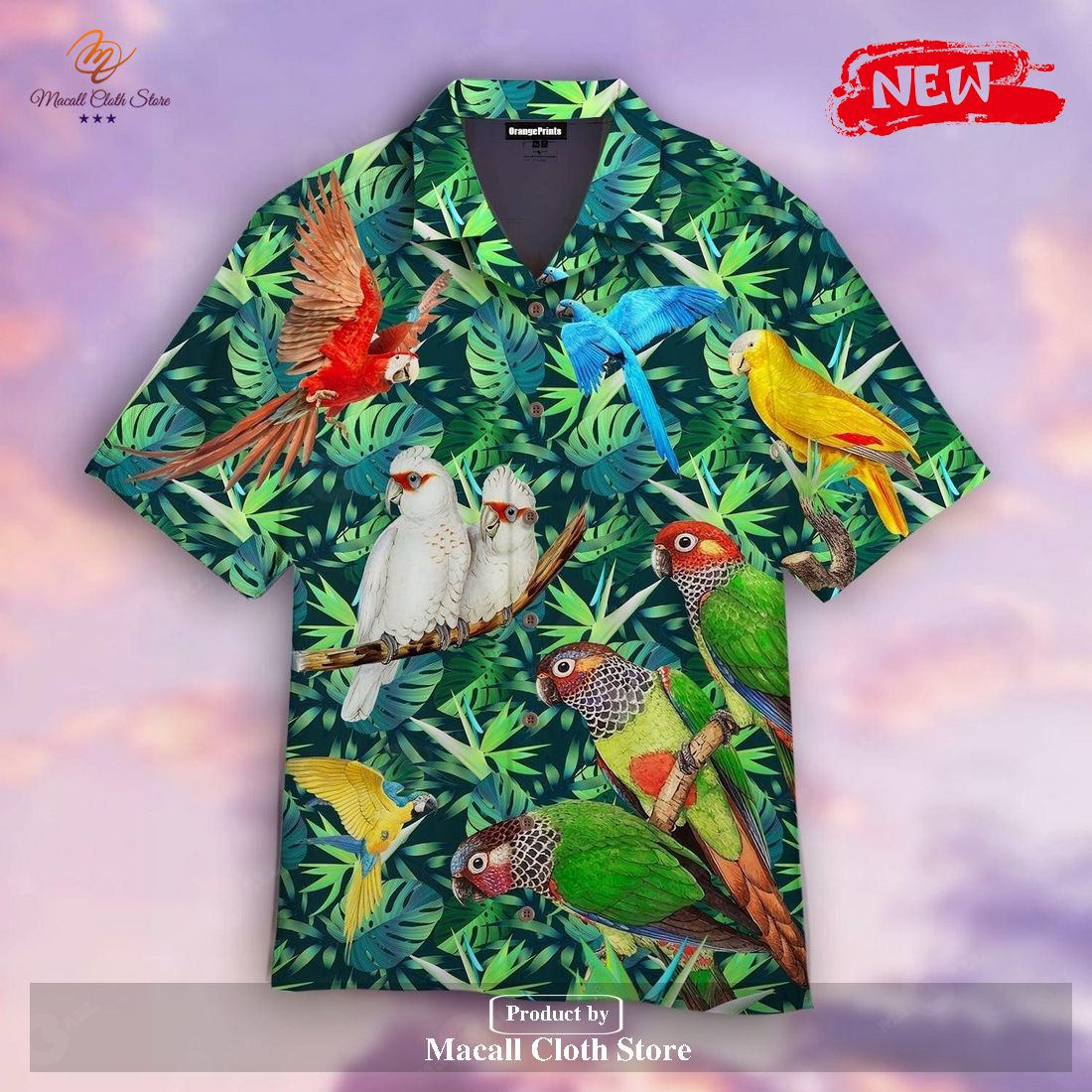 [NEW] Vintage Parrots Tropical Green Design For Summer Hawaiian Shirt and Short