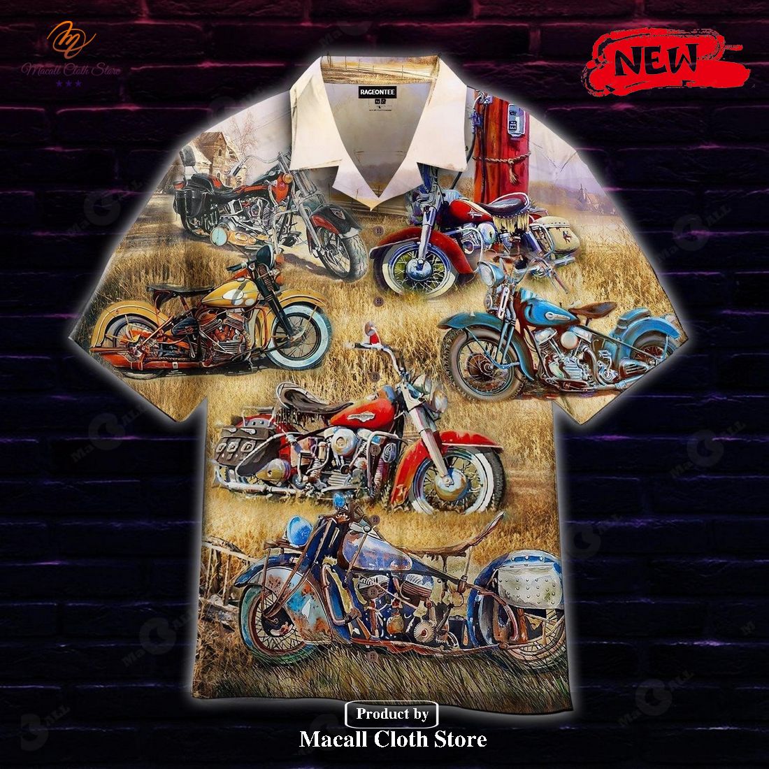 [NEW] Vitage Motorcycle Design For Summer Hawaiian Shirt and Short