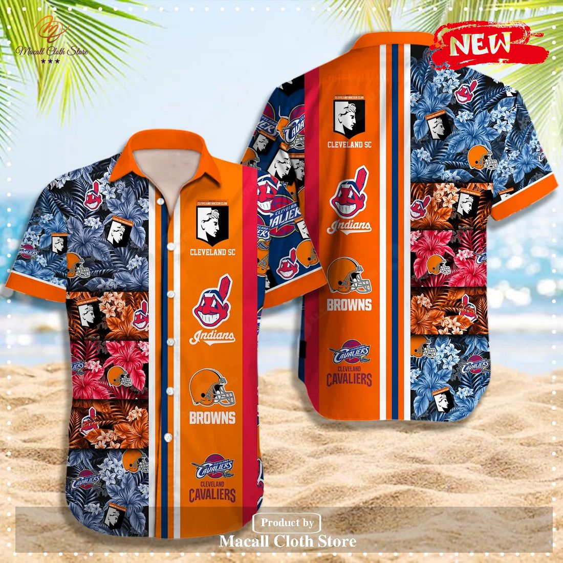 NFL Cleveland Sport Teams Mix Orange Palm Tree Special Design Hawaiian Shirt and Short NFL Cleveland Sport Teams Mix Orange Palm Tree Special Design Hawaiian Shirt and Short