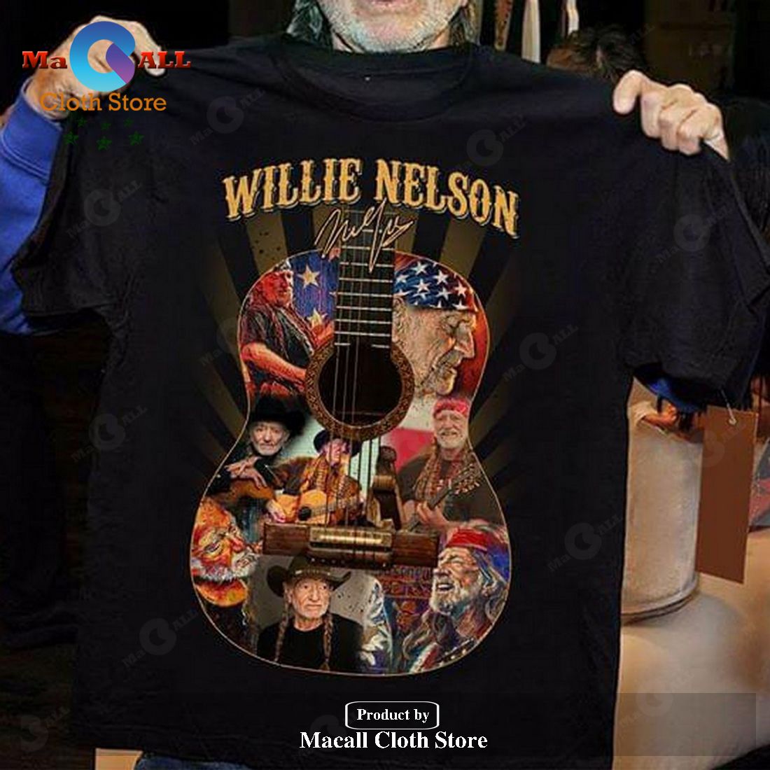 Willie Nelson Guitar Signature Unisex Classic T-Shirt Hoodie Sweatshirt