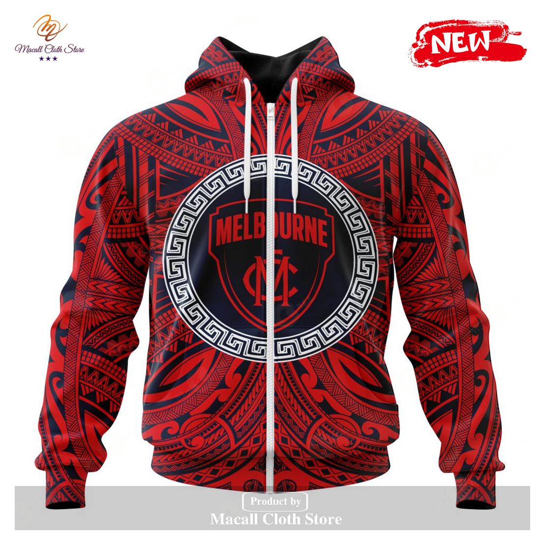 Personalized AFL Melbourne Football Club Polynesian Concept Kits Hoodie Sweatshirt 3D
