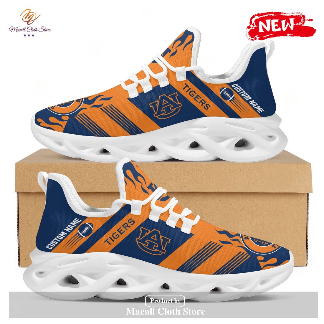 Personalized Name Auburn Tigers Running Sports Shoes For Men Women Auburn University Max Soul Sneaker Shoes