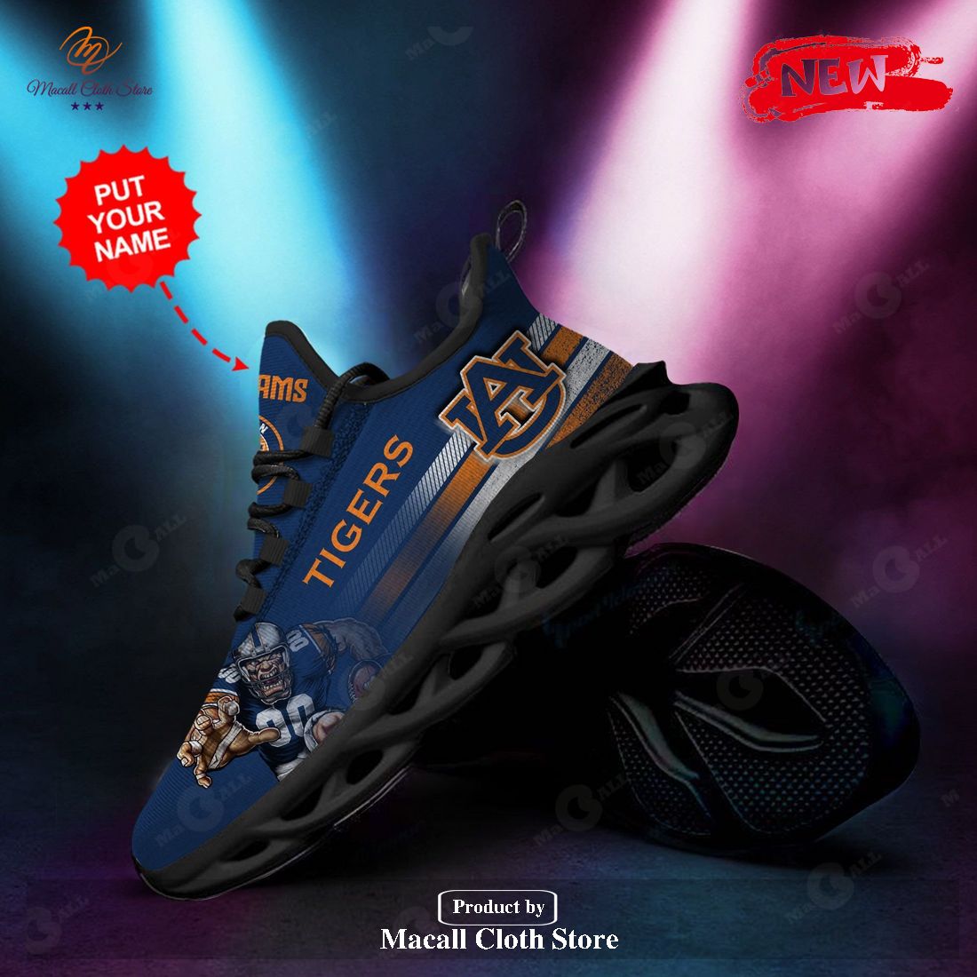 Personalized Name Auburn Tigers Running Sports Shoes For Men Women Max Soul Sneaker Shoes