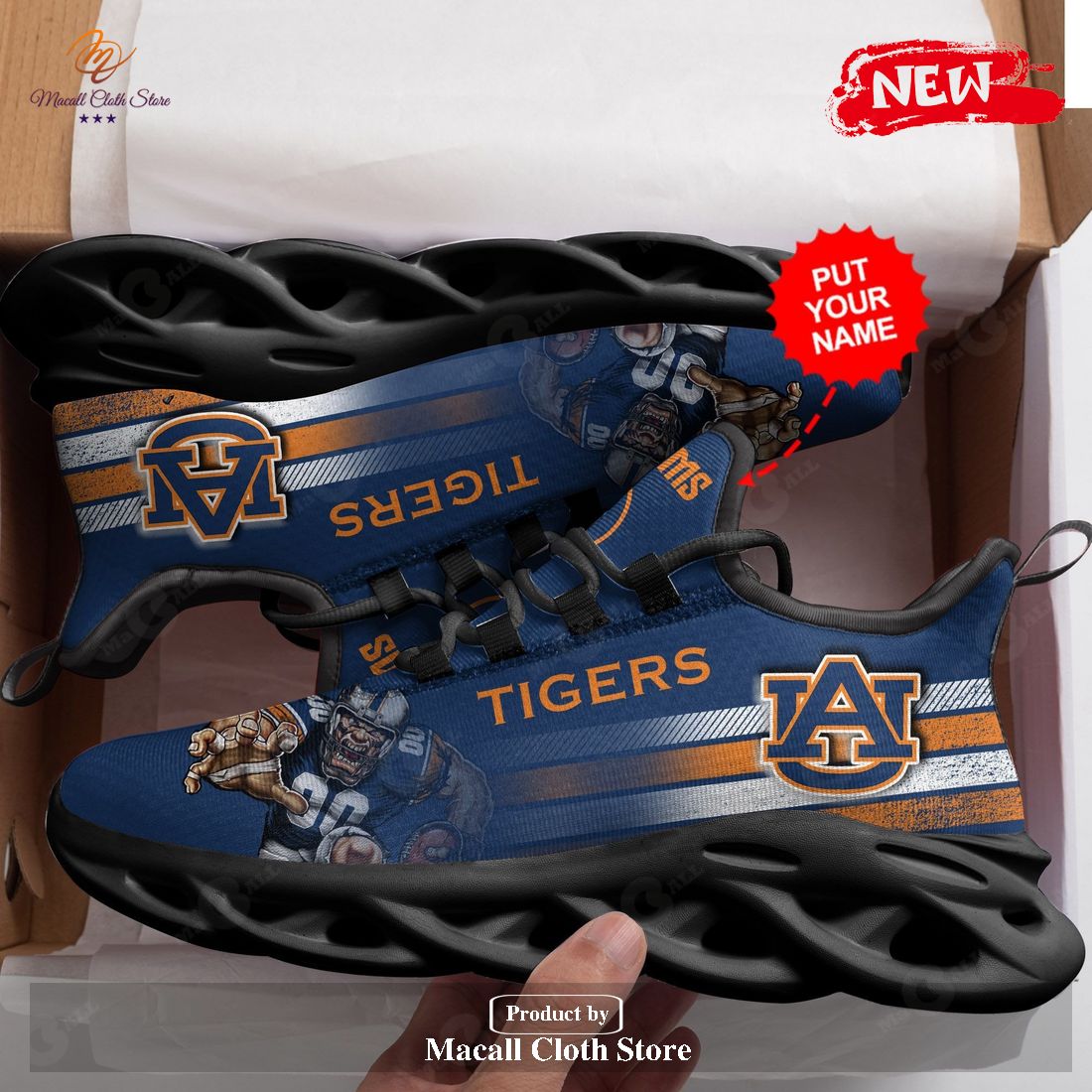 Personalized Name Auburn Tigers Running Sports Shoes For Men Women Max Soul Sneaker Shoes