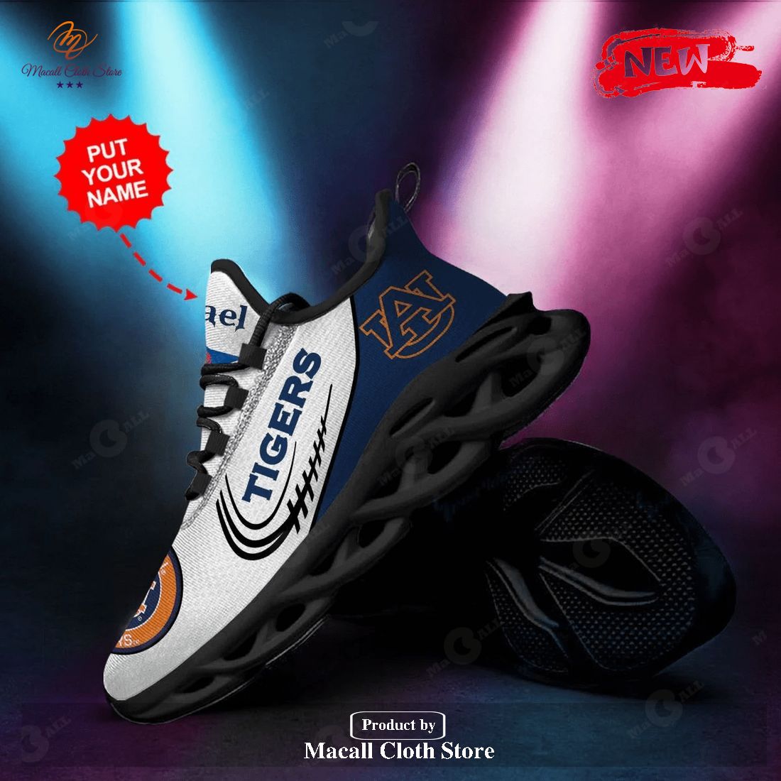 Personalized Name Auburn Tigers Hot Running Sports Shoes For Men Women Max Soul Sneaker Shoes