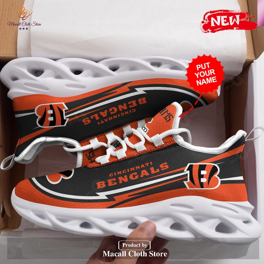 Personalized Name Cincinnati Bengals Running Sports Shoes For Men Women Max Soul Sneaker Shoes