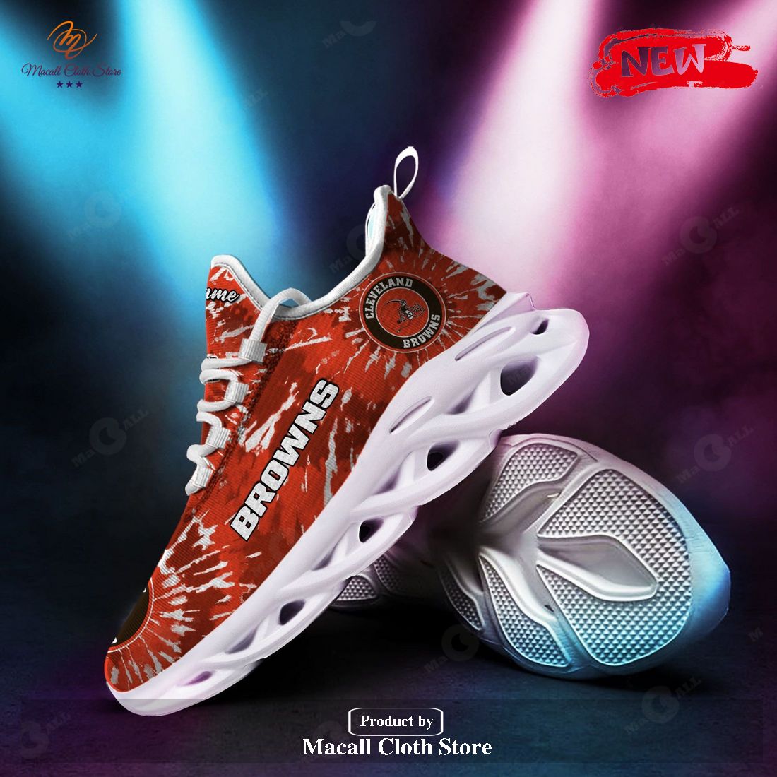 Personalized Name Cleveland Browns Tie Dye Shoes For Fans Max Soul Sneaker Shoes
