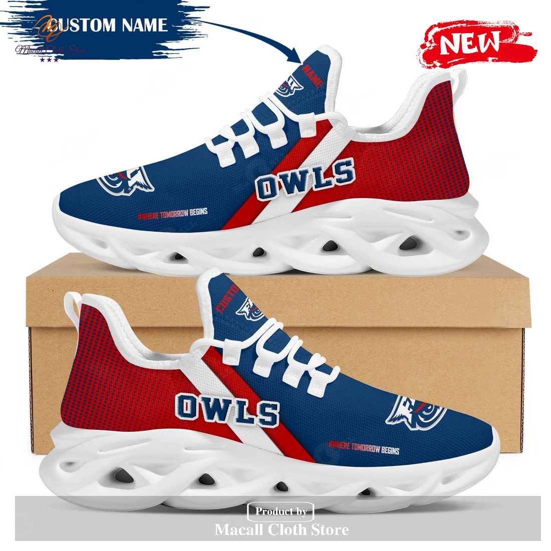 Personalized Name Florida Atlantic Owls Running Sports Shoes For Men Women Max Soul Sneaker Shoes