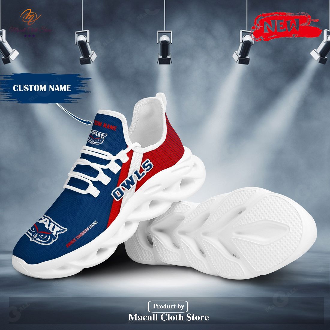 Personalized Name Florida Atlantic Owls Running Sports Shoes For Men Women Max Soul Sneaker Shoes