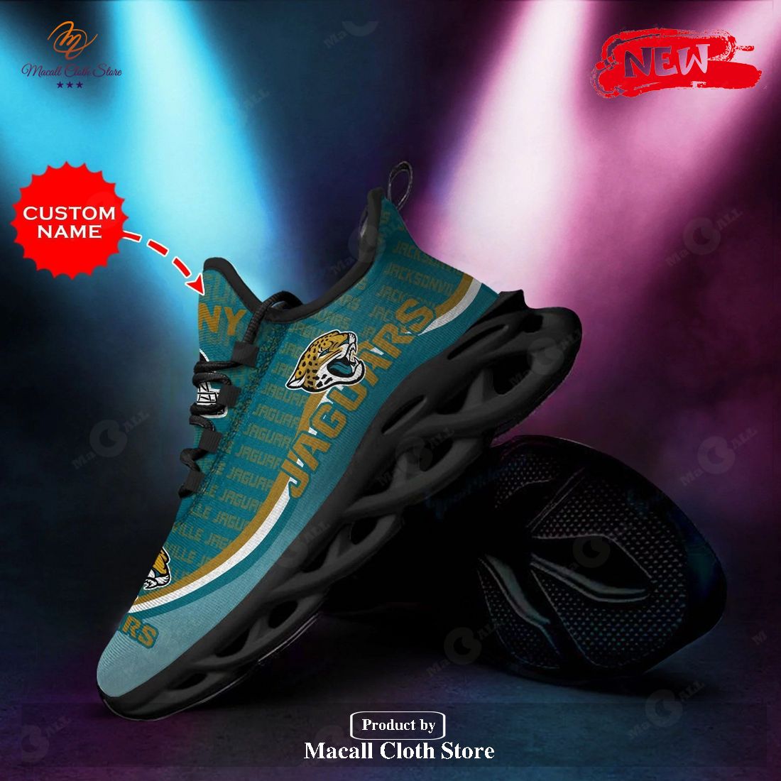 Personalized Name Jacksonville Jaguars Running Sports Shoes For Men Women Max Soul Sneaker Shoes