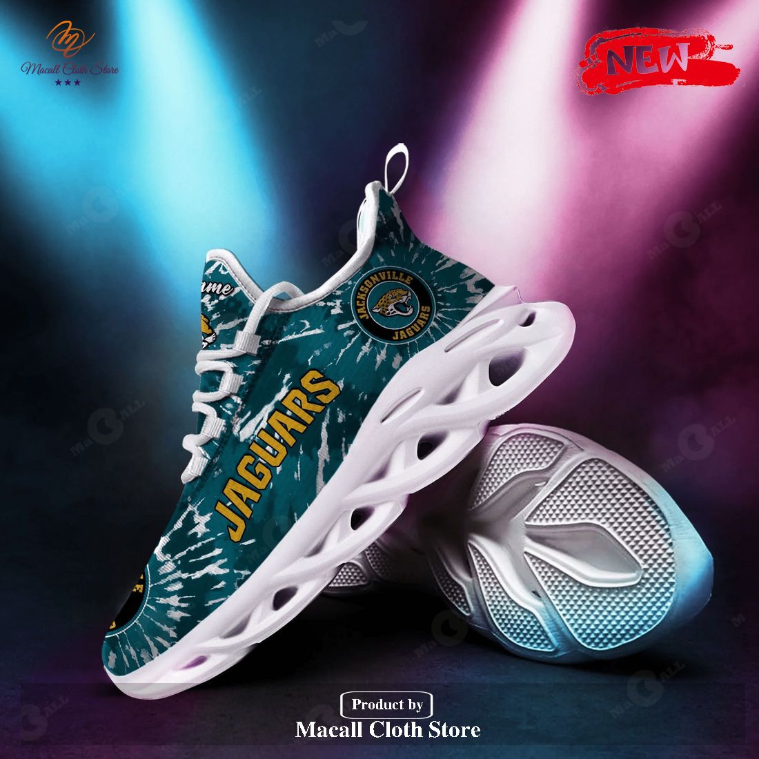 Personalized Name Jacksonville Jaguars Tie Dye Shoes For Fans Max Soul Sneaker Shoes