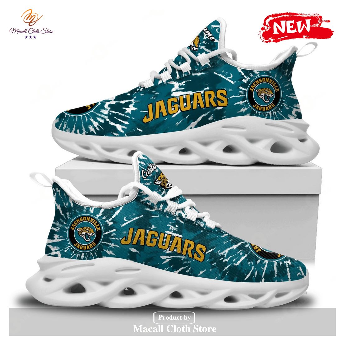 Personalized Name Jacksonville Jaguars Tie Dye Shoes For Fans Max Soul Sneaker Shoes