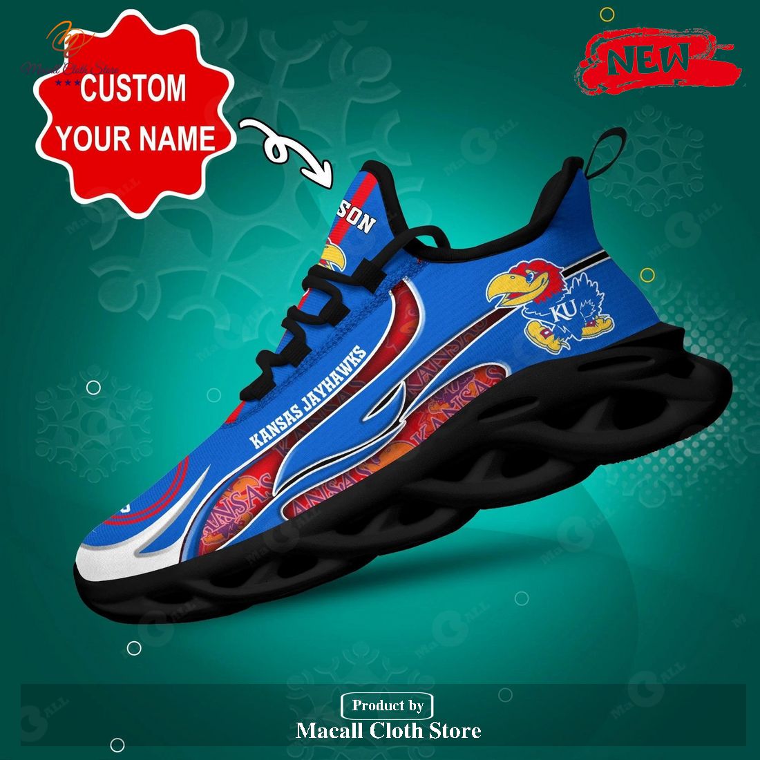 Personalized Name Kansas Jayhawks Max Soul Sneaker Shoes