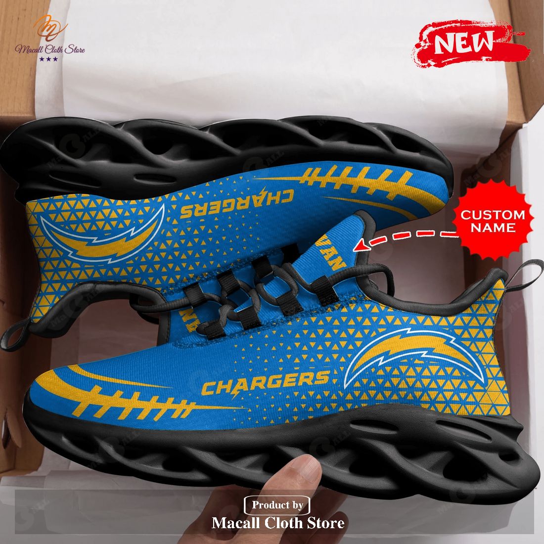 Personalized Name Los Angeles Chargers Running Sports Shoes For Men Women Max Soul Sneaker Shoes
