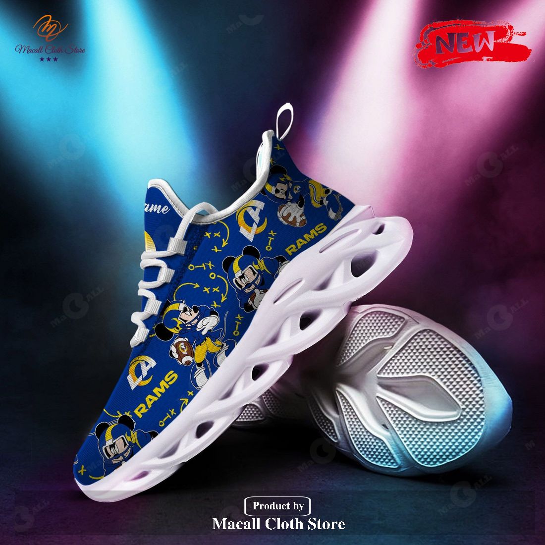 Personalized Name Los Angeles Rams Mickey Running Sports Shoes For Men Women Max Soul Sneaker Shoes