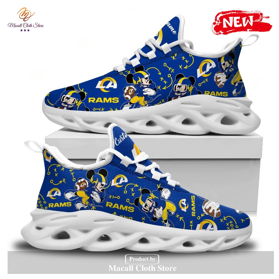 Personalized Name Los Angeles Rams Mickey Running Sports Shoes For Men Women Max Soul Sneaker Shoes