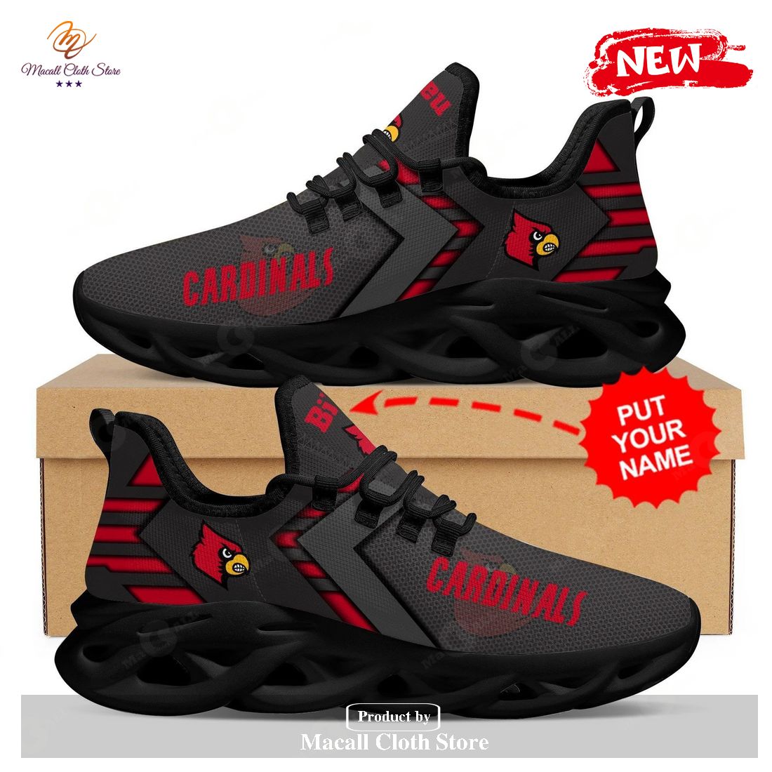Personalized Name Louisville Cardinals Running Sports Shoes For Men Women Max Soul Sneaker Shoes