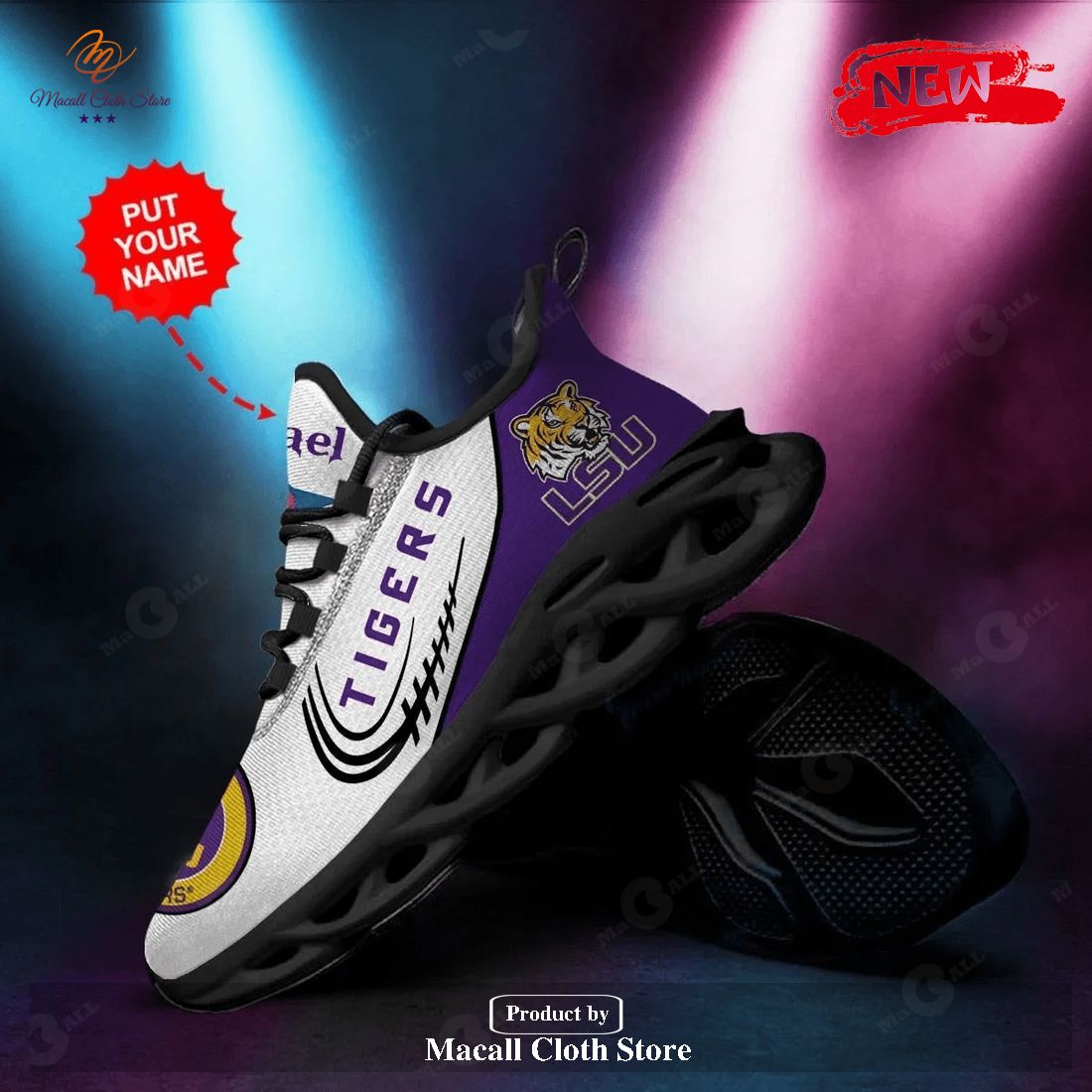 Personalized Name LSU Tigers Running Sports Shoes For Men Women Max Soul Sneaker Shoes