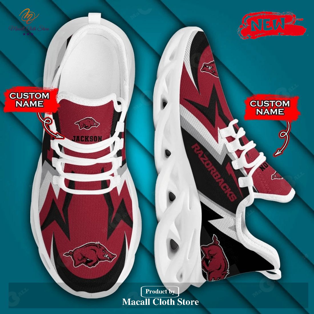 Personalized Name NCAA Arkansas Razorbacks Gift For Sport Lovers Max Soul Sneaker Shoes