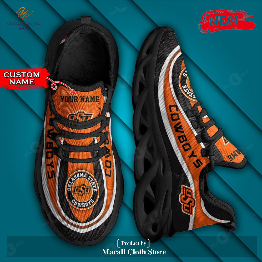 Personalized Name NCAA Oklahoma State Cowboys Gift For Sport Lovers Max Soul Sneaker Shoes