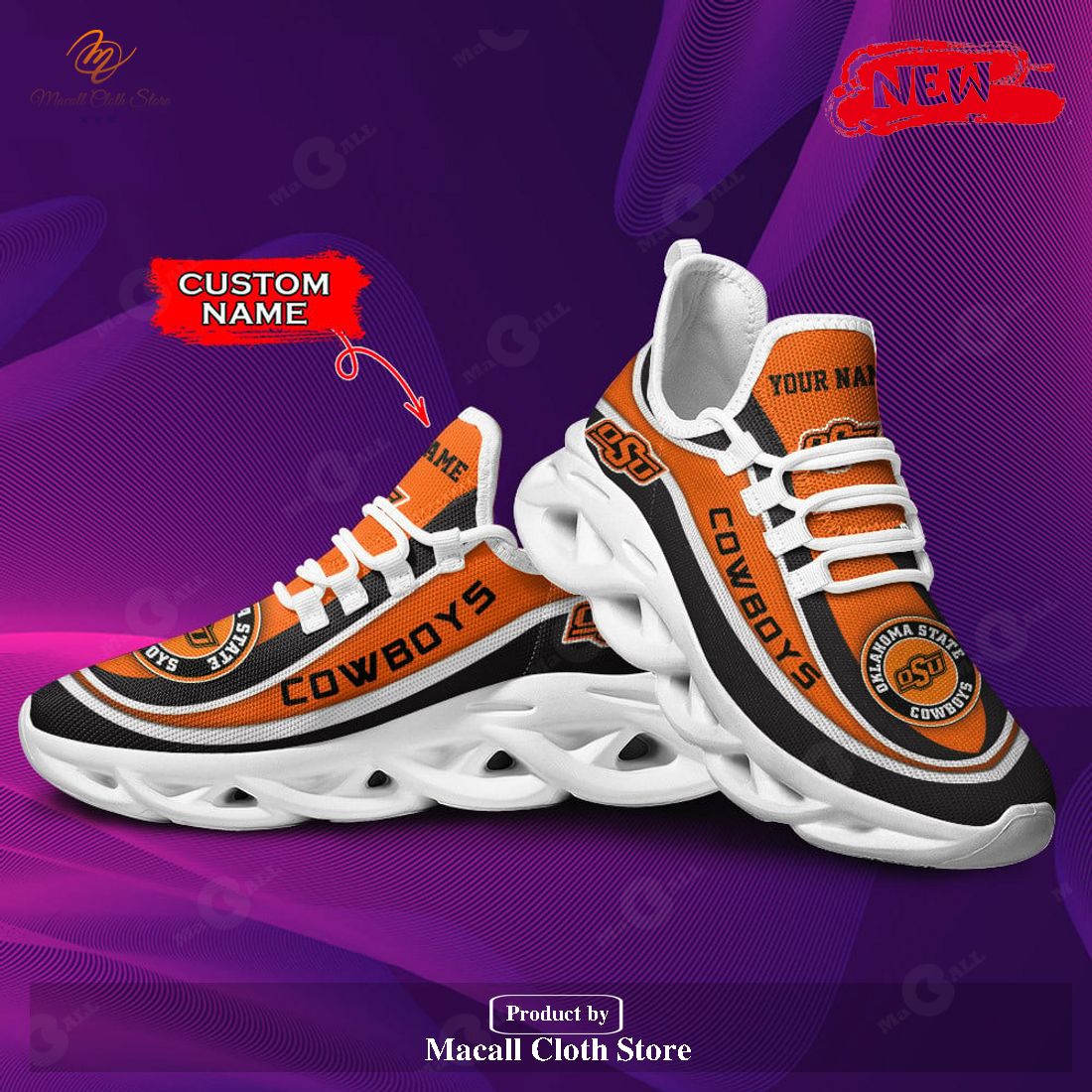 Personalized Name NCAA Oklahoma State Cowboys Gift For Sport Lovers Max Soul Sneaker Shoes