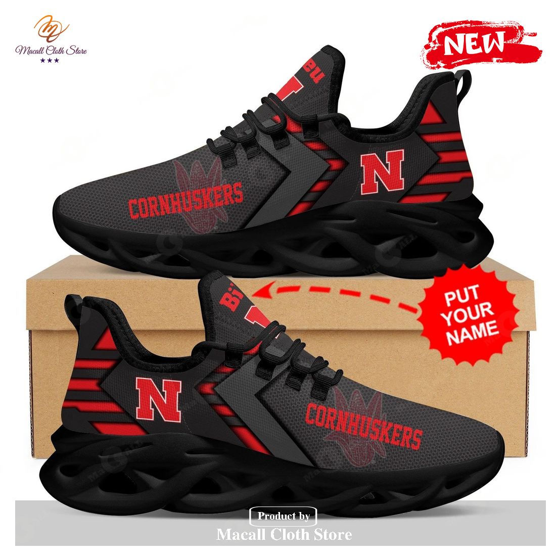 Personalized Name Nebraska Cornhuskers Running Sports Shoes For Men Women Max Soul Sneaker Shoes