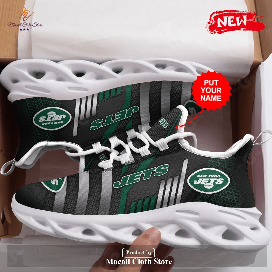 Personalized Name New York Jets Running Sports Shoes For Men Women Max Soul Sneaker Shoes