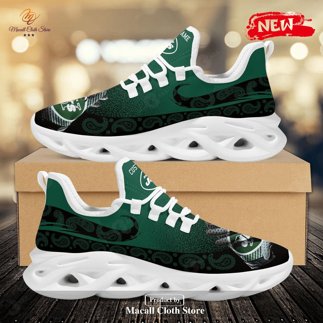 Personalized Name New York Jets Sport Shoes For Fans Max Soul Sneaker Shoes