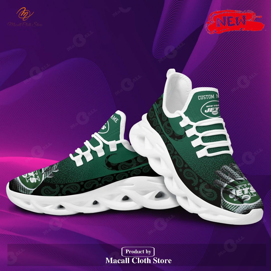 Personalized Name New York Jets Sport Shoes For Fans Max Soul Sneaker Shoes