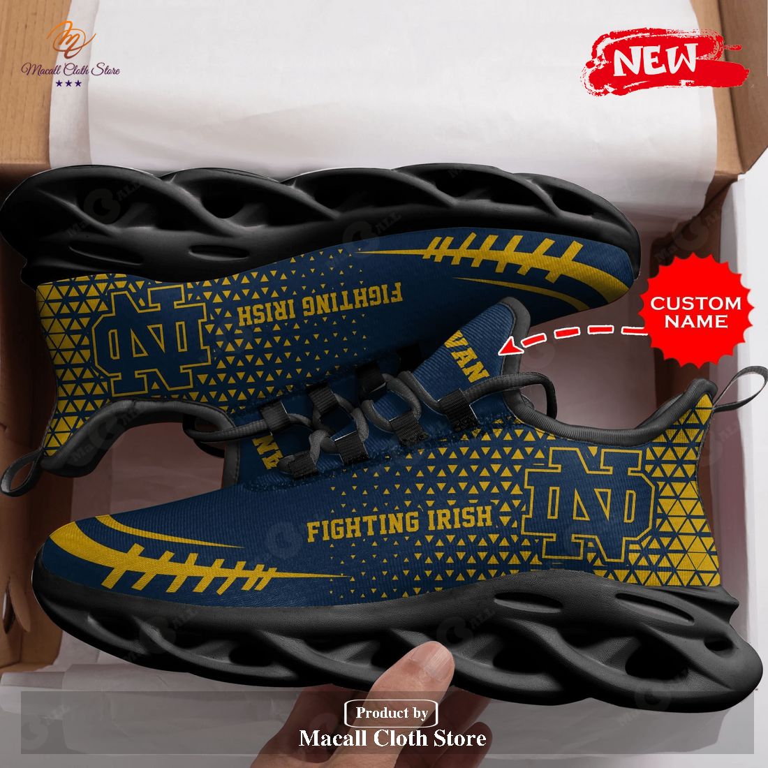 Personalized Name Notre Dame Fighting Irish Running Sports Shoes For Men Women Max Soul Sneaker Shoes