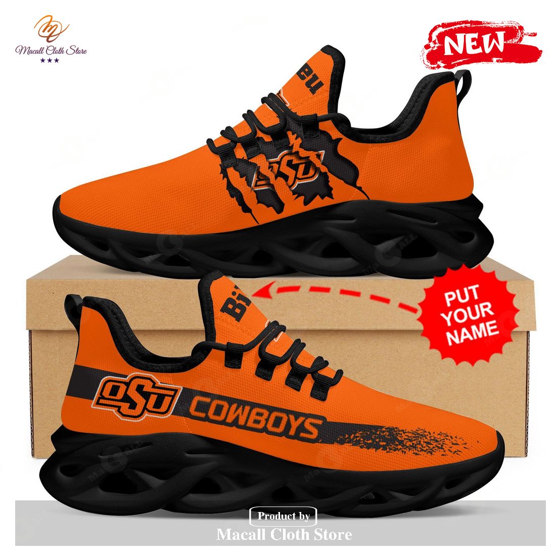 Personalized Name Oklahoma State Cowboys Running Sports Shoes For Men Women Max Soul Sneaker Shoes
