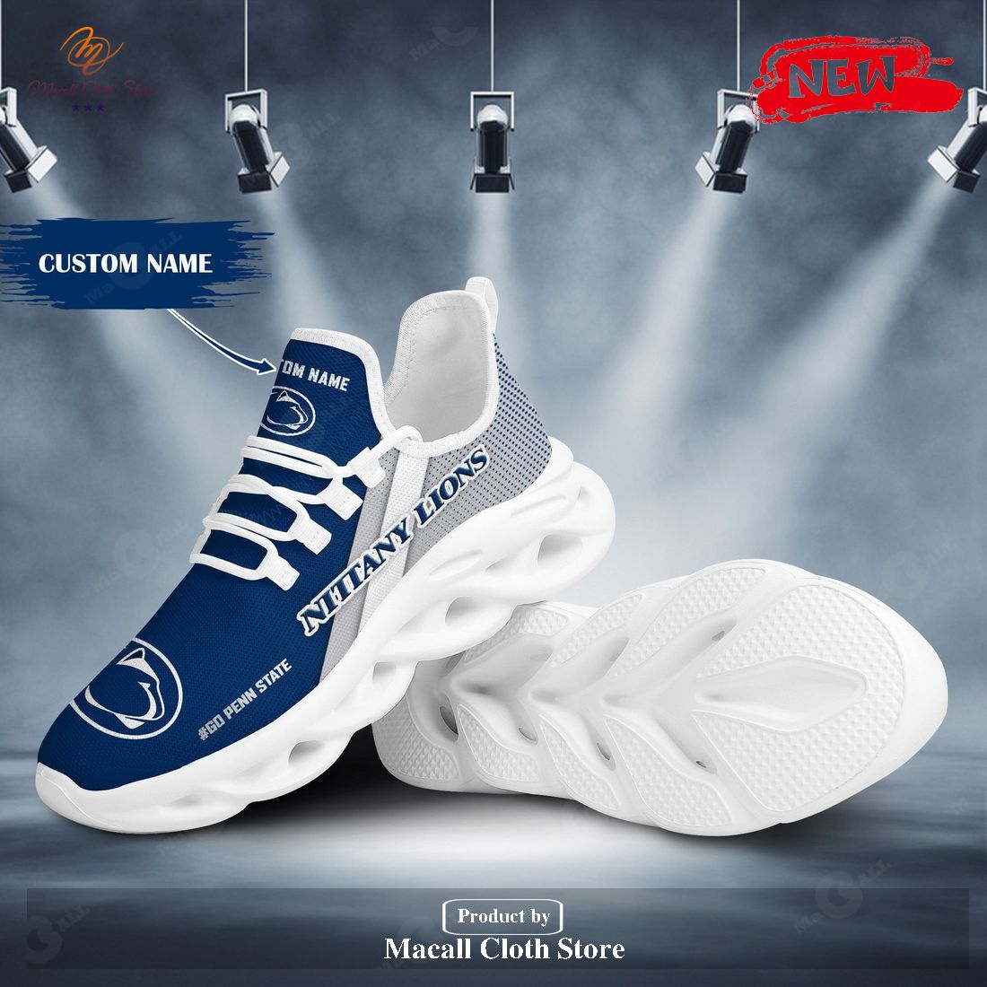 Personalized Name Penn State Nittany Lions Running Sports Shoes For Men Women NCAA Pennsylvania State University Max Soul Sneaker Shoes