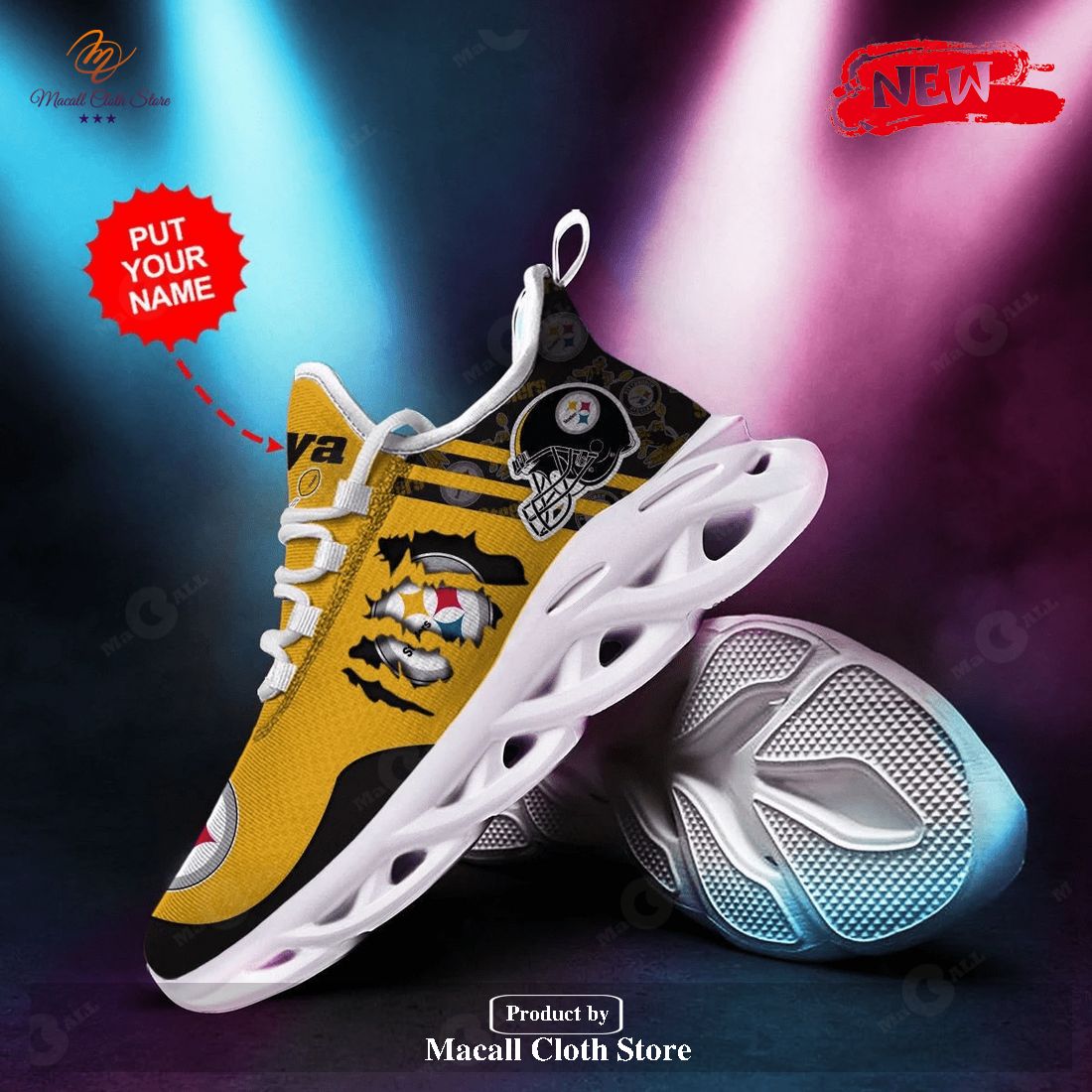 Personalized Name Pittsburgh Steelers Running Sports Shoes For Men Women Max Soul Sneaker Shoes