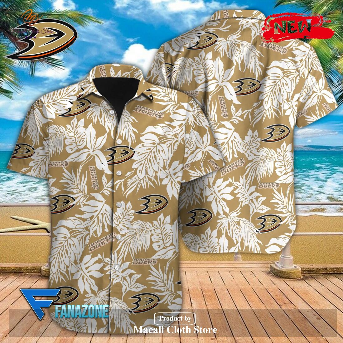 Anaheim Ducks NHL Tropical Leaves Design For Fans Hawaiian Shirt and Short