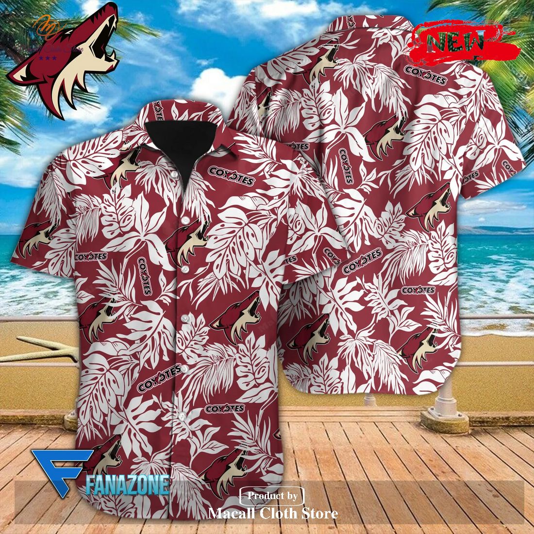 Arizona Coyotes NHL Tropical Leaves Design For Fans Hawaiian Shirt and Short